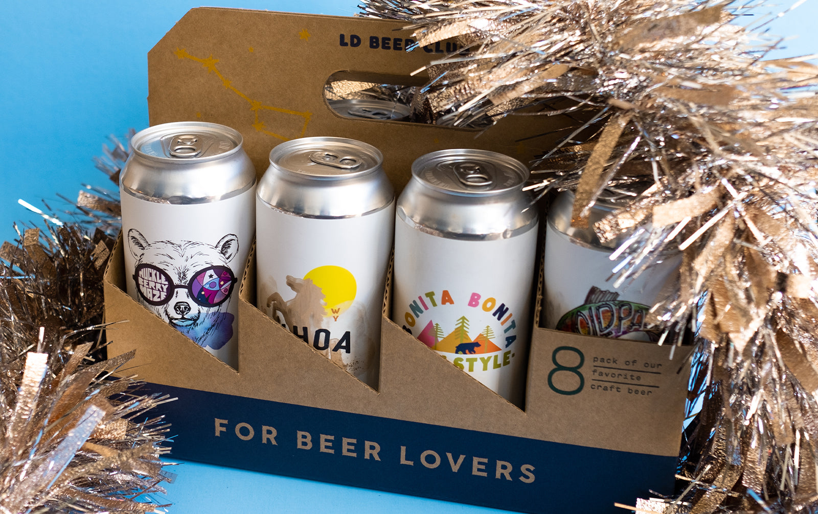 Lazy Dog Beer Club kit decorated in holiday decor