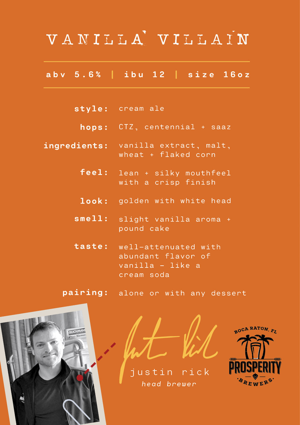 Vanilla Villain by Prosperity Brewers in Boca Raton, FL