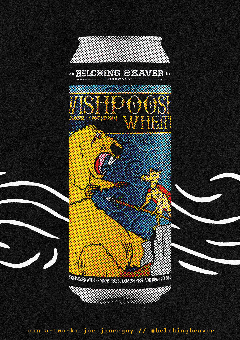Wishpoosh Wheat, a refreshing wheat ale made with real lemons by Belching Beaver Brewery