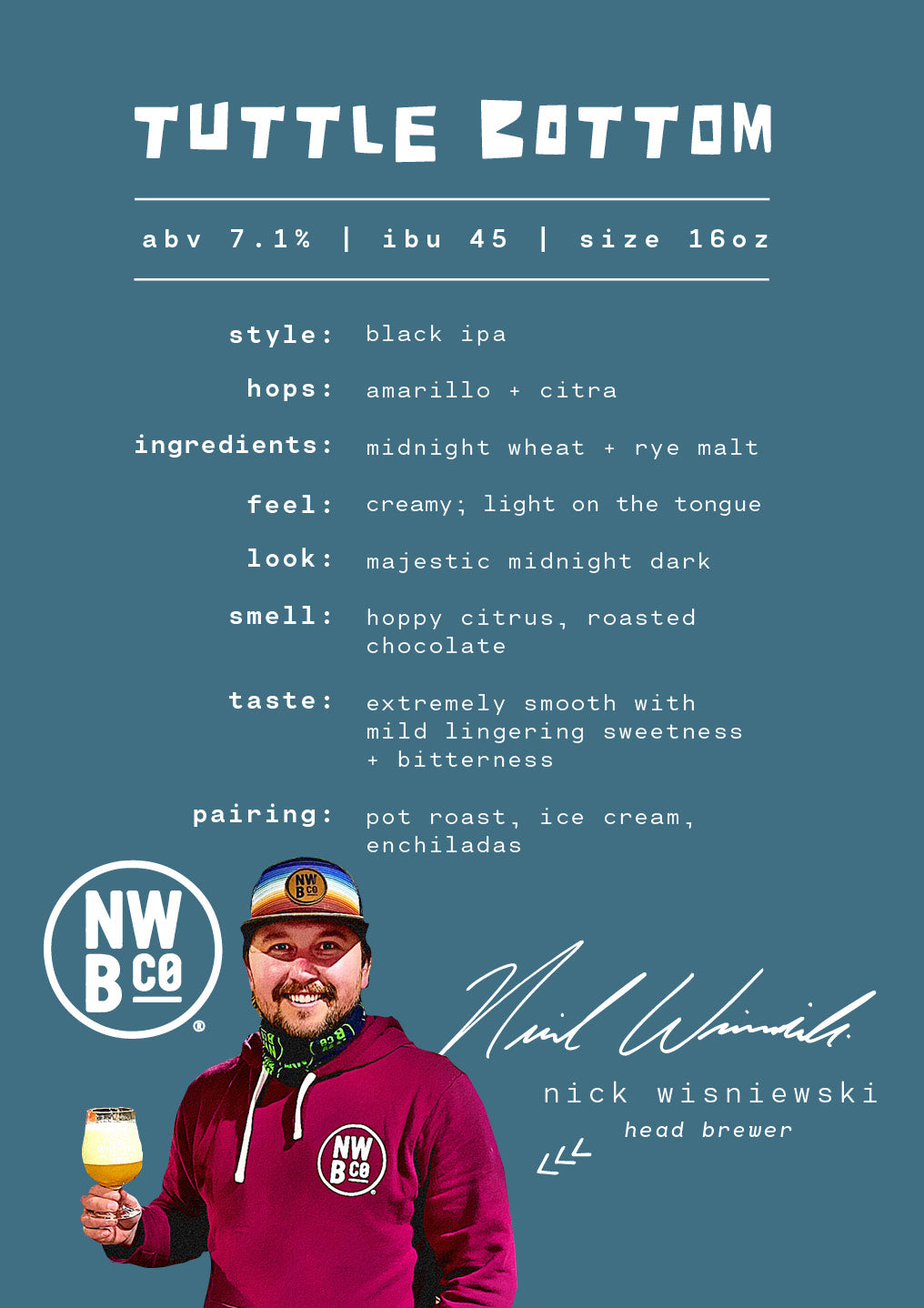 Tuttle Bottom, black IPA by Noon Whistle Brewing Co.