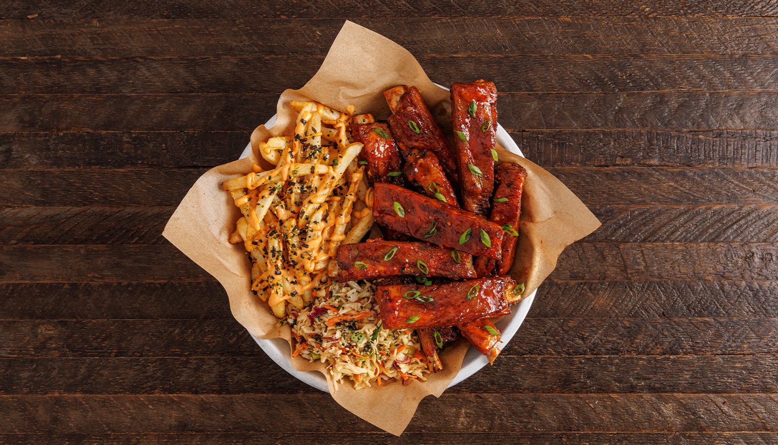 Plate of Sweet + Spicy Ribs